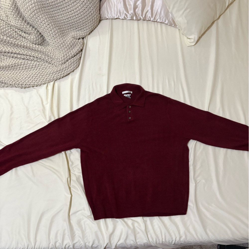 Geoffrey Beene Maroon Button-Up Sweater